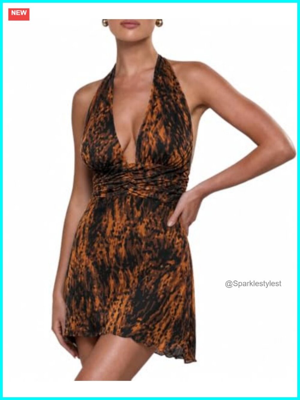 Womens Halter V Neck Open Back Sleeveless Mini Dress Summer Party Beach